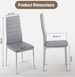 New Set Of 6 Dining Chairs Padded Seat High Back Metal Legs Home Furniture Gray - thumbnail 8