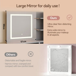 Mcc Direct Dressing Table With Adjustable Led Mirror Make Up Desk And Storage Grey Truro - thumbnail 5