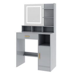 Mcc Direct Dressing Table With Adjustable Led Mirror Make Up Desk And Storage Grey Truro - thumbnail 1