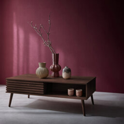 Sweeek - Scandi-Style Coffee Table With Wooden Grooved Effect Madere Walnut 59X119X41.5 Cm - thumbnail 6