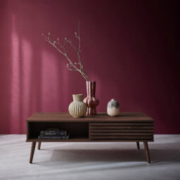 Sweeek - Scandi-Style Coffee Table With Wooden Grooved Effect Madere Walnut 59X119X41.5 Cm - thumbnail 4