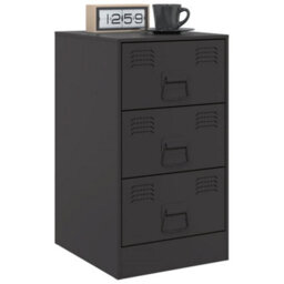 Berkfield Bedside Cabinets 2Pcs Black 34.5X39X62 Cm Steel - thumbnail 3