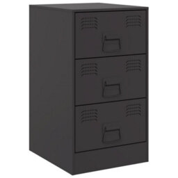 Berkfield Bedside Cabinets 2Pcs Black 34.5X39X62 Cm Steel - thumbnail 6
