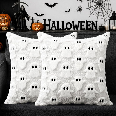 Halloween Pillow Covers 18X18 Inch 2Pcs White Ghost Halloween Decor Halloween Decorations Throw Pillow Cases For Chair Sofa - image 1