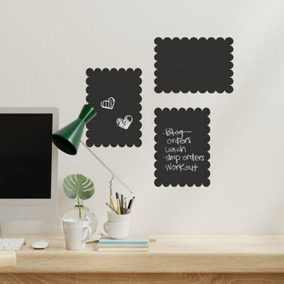 A1 Black Scallop Chalkboard Wall Sticker - Removable Vinyl Memo Board