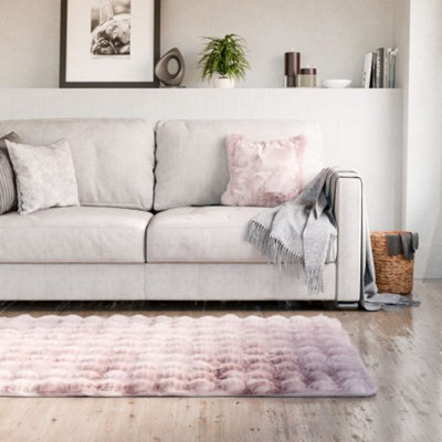 Deluxe Faux Fur Rug In Blush Pink - image 1