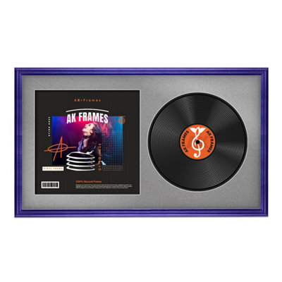 "30X17"" Purple Classic Vinyl Record Frame With Silver Mount For 12 Inch Lp Album Cover & Disc - Ak Frames" - image 1