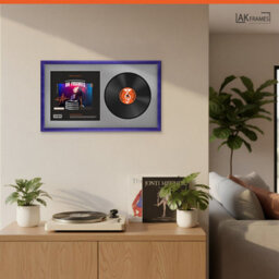"30X17"" Purple Classic Vinyl Record Frame With Silver Mount For 12 Inch Lp Album Cover & Disc - Ak Frames" - thumbnail 5