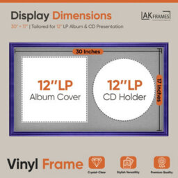 "30X17"" Purple Classic Vinyl Record Frame With Silver Mount For 12 Inch Lp Album Cover & Disc - Ak Frames" - thumbnail 2