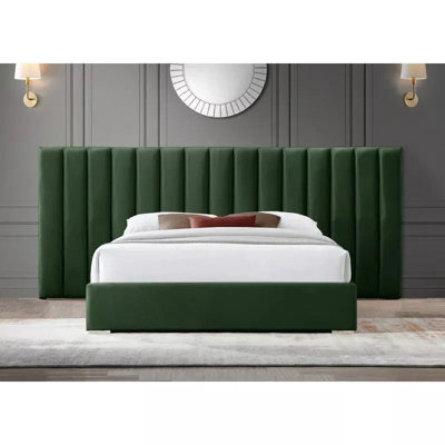 Stratus Interiors Raphael Luxury Extra Wide Headboard Bed Frame - Green - No Storage - Contemporary Upholstered Bedroom Furniture - Single - image 1