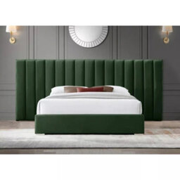 Stratus Interiors Raphael Luxury Extra Wide Headboard Bed Frame - Green - No Storage - Contemporary Upholstered Bedroom Furniture - Single