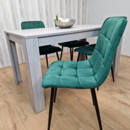 Kosy Koala Dining Table In Grey With 4 Green Velvet Chairs Kitchen Dining Table For 4 Dining Room Dining Set - thumbnail 5