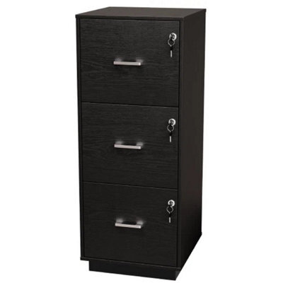3 Drawer Lockable Filing Cabinet For Home Office Vertical A4 Letter Black - image 1