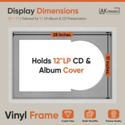 "AK Frames 25X17"" White Ash Modern Vinyl Record Frame With Silver Mount For 12 Inch Lp Cover & Disc - Overlapped Design" - thumbnail 2