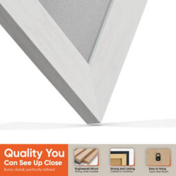 "AK Frames 25X17"" White Ash Modern Vinyl Record Frame With Silver Mount For 12 Inch Lp Cover & Disc - Overlapped Design" - thumbnail 3