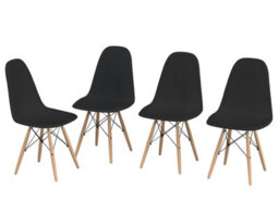Urbn-Living Urbnliving 80Cm Width 5 Pcs Ceramic Square Armani Grey Table With Black Chairs Set - thumbnail 5