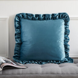 Catherine Lansfield So Soft Velvet Touch Double Frill 43X43Cm Cushion Teal Green
