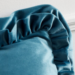 Catherine Lansfield So Soft Velvet Touch Double Frill 43X43Cm Cushion Teal Green - thumbnail 2