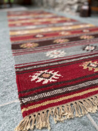 Second Nature Online Zanskar Kilim Rug Handmade In Wool Geometric Design / 75 Cm X 240 Cm - thumbnail 3