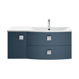 Hudson Reed Sarenna Wall Hung Rh 2 Drawer 1 Door Vanity Unit & Basin, Mineral Blue Matt, 1012 X 504 X 448mm - thumbnail 4