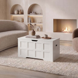 Lassic Vida Designs Large Ottoman Storage Bench Seat Lift-Up Blanket Box Toy Chest Trunk For Bedroom Hallway Living Room 100Cm, White - thumbnail 2