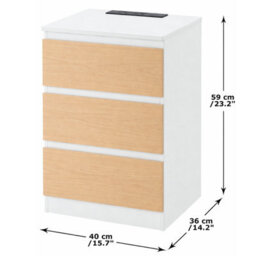 Home Treats White & Pine Bedside Table 3 Drawer Nightstand Table With 2 Uk Plugs Usb A And Usb C Chest Of Drawers 2M Cable - thumbnail 6