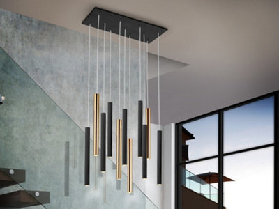 Luminosa Lighting Luminosa Varas Pendant Light Cluster Drop, Glossy Gold, Matt Black - Uk Stock - image 1