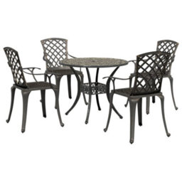 Berkfield 5 Piece Garden Dining Set Bronze Cast Aluminium - thumbnail 1