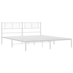 Berkfield Metal Bed Frame With Headboard White 193X203 Cm - thumbnail 4