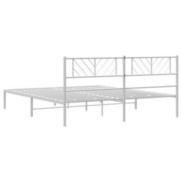 Berkfield Metal Bed Frame With Headboard White 193X203 Cm - thumbnail 7