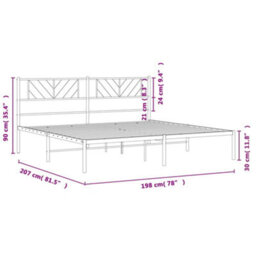 Berkfield Metal Bed Frame With Headboard White 193X203 Cm - thumbnail 9