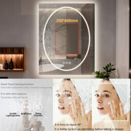Luvodi 700X900mm Led Bathroom Mirror, Anti-Fog, Dimmable, Double Lights Vanity Mirror, Tempered Glass, Shatter-Proof - thumbnail 5