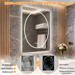 Luvodi 700X900mm Led Bathroom Mirror, Anti-Fog, Dimmable, Double Lights Vanity Mirror, Tempered Glass, Shatter-Proof - thumbnail 6