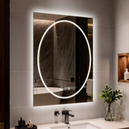Luvodi 700X900mm Led Bathroom Mirror, Anti-Fog, Dimmable, Double Lights Vanity Mirror, Tempered Glass, Shatter-Proof - thumbnail 1