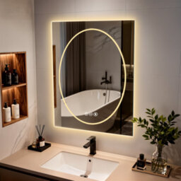 Luvodi 700X900mm Led Bathroom Mirror, Anti-Fog, Dimmable, Double Lights Vanity Mirror, Tempered Glass, Shatter-Proof - thumbnail 7