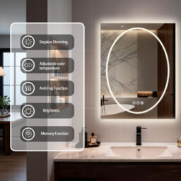 Luvodi 700X900mm Led Bathroom Mirror, Anti-Fog, Dimmable, Double Lights Vanity Mirror, Tempered Glass, Shatter-Proof - thumbnail 3