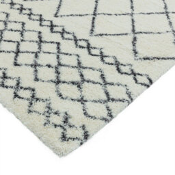 Cream Grey Geometric Luxurious Modern Shaggy Easy To Clean Dining Room Rug-80 X 240Cm (Runner) - thumbnail 3