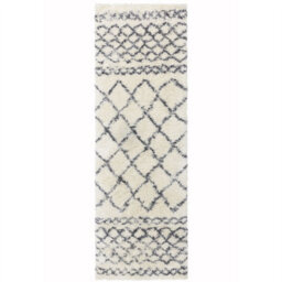 Cream Grey Geometric Luxurious Modern Shaggy Easy To Clean Dining Room Rug-80 X 240Cm (Runner) - thumbnail 4