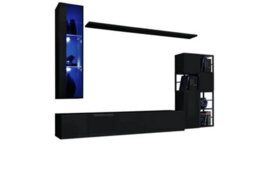 "Arte Switch Metal Ii Black Gloss Entertainment Unit 250Cm - Industrial Media Wall For Tvs Up To 75""" - thumbnail 2