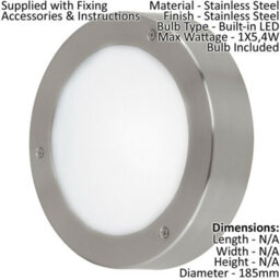 Ip44 Stainless Steel Outdoor Wall Light With Built-In Led - 5.4W Porch Lamp - thumbnail 2