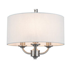 Cosylyte Winston 3 Light Classic Faux Linen Shade Pendant Light - Brushed Nickel - thumbnail 6