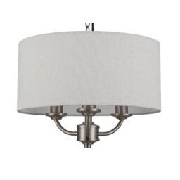 Cosylyte Winston 3 Light Classic Faux Linen Shade Pendant Light - Brushed Nickel - thumbnail 7