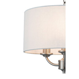 Cosylyte Winston 3 Light Classic Faux Linen Shade Pendant Light - Brushed Nickel - thumbnail 4