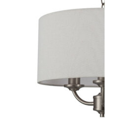 Cosylyte Winston 3 Light Classic Faux Linen Shade Pendant Light - Brushed Nickel - thumbnail 5