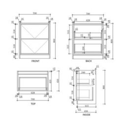 Royal Bathrooms Livora 700mm Natural Oak Floor Standing Bathroom Vanity Unit 2 Drawer Storage Cabinet With Ceramic Basin - thumbnail 6
