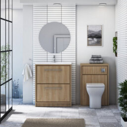 Royal Bathrooms Livora 700mm Natural Oak Floor Standing Bathroom Vanity Unit 2 Drawer Storage Cabinet With Ceramic Basin - thumbnail 3