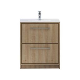 Royal Bathrooms Livora 700mm Natural Oak Floor Standing Bathroom Vanity Unit 2 Drawer Storage Cabinet With Ceramic Basin - thumbnail 5