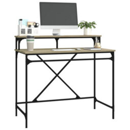 Berkfield Desk Sonoma Oak 100X50X90 Cm Engineered Wood And Iron - thumbnail 4