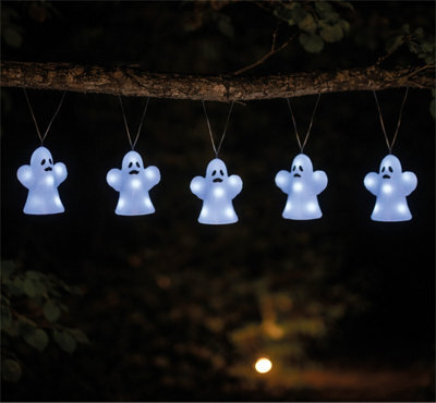 Fxlab Set Of 5 Acrylic Ghost Lights With 40 White Led Outdoor Battery Decoration Timer - image 1