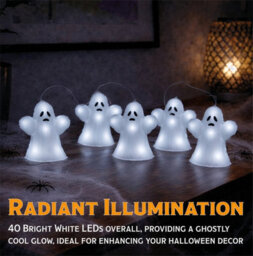 Fxlab Set Of 5 Acrylic Ghost Lights With 40 White Led Outdoor Battery Decoration Timer - thumbnail 5